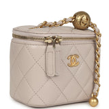 Chanel Mini Pearl Crush Vanity Case Light Grey Lambskin Brushed Gold Hardware - Thumbnail View 2