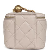 Chanel Mini Pearl Crush Vanity Case Light Grey Lambskin Brushed Gold Hardware - Thumbnail View 4