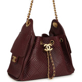 Chanel Mini 25 Hobo Bag Dark Burgundy Perforated Calfskin Antique Gold Hardware - Thumbnail View 2
