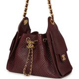 Chanel Mini 25 Hobo Bag Dark Burgundy Perforated Calfskin Antique Gold Hardware - Thumbnail View 5