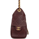 Chanel Mini 25 Hobo Bag Dark Burgundy Perforated Calfskin Antique Gold Hardware - Thumbnail View 3