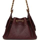 Chanel Mini 25 Hobo Bag Dark Burgundy Perforated Calfskin Antique Gold Hardware - Thumbnail View 4
