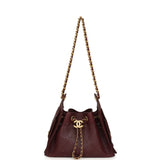 Chanel Mini 25 Hobo Bag Dark Burgundy Perforated Calfskin Antique Gold Hardware - Thumbnail View 7