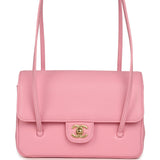 Chanel Small Preppy Coco Flap Bag Pink Shiny Caviar Brushed Gold Hardware - Thumbnail View 1