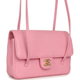 Chanel Small Preppy Coco Flap Bag Pink Shiny Caviar Brushed Gold Hardware - Thumbnail View 2