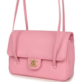 Chanel Small Preppy Coco Flap Bag Pink Shiny Caviar Brushed Gold Hardware - Thumbnail View 5