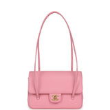 Chanel Small Preppy Coco Flap Bag Pink Shiny Caviar Brushed Gold Hardware - Thumbnail View 7