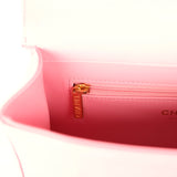 Chanel Small Preppy Coco Flap Bag Pink Shiny Caviar Brushed Gold Hardware - Thumbnail View 10