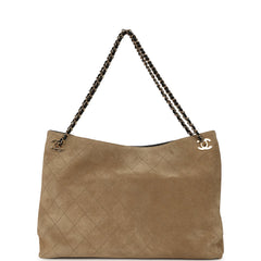 Chanel Large "Eyes on You" CC Shopping Bag Dark Beige Suede Gold Hardware