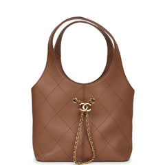 Chanel Daily Trendy Shopping Bag Brown Calfskin Gold Hardware