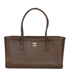 Chanel Small Cerf Shopping Bag Brown Calfskin Gold Hardware
