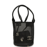 Chanel Coco Beach Small Bucket Bag Black Embroidered Mesh and Calfskin Gold Hardware - Thumbnail View 2