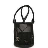 Chanel Coco Beach Small Bucket Bag Black Embroidered Mesh and Calfskin Gold Hardware - Thumbnail View 6