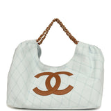 Chanel Maxi Coco Beach Cambon Hobo Bag Blue Denim and Brown Calfskin Brushed Gold Hardware - Thumbnail View 1