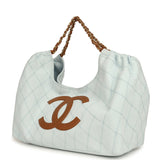 Chanel Maxi Coco Beach Cambon Hobo Bag Blue Denim and Brown Calfskin Brushed Gold Hardware - Thumbnail View 5