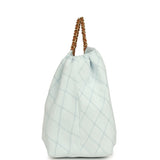 Chanel Maxi Coco Beach Cambon Hobo Bag Blue Denim and Brown Calfskin Brushed Gold Hardware - Thumbnail View 3