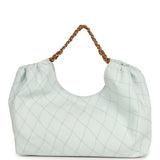 Chanel Maxi Coco Beach Cambon Hobo Bag Blue Denim and Brown Calfskin Brushed Gold Hardware - Thumbnail View 4