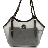 Chanel Small Coco Beach Shopping Bag Transparent Mesh and Black Calfskin Light Gold Hardware - Thumbnail View 1