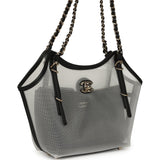 Chanel Small Coco Beach Shopping Bag Transparent Mesh and Black Calfskin Light Gold Hardware - Thumbnail View 2