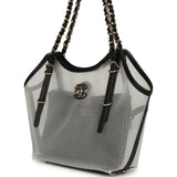 Chanel Small Coco Beach Shopping Bag Transparent Mesh and Black Calfskin Light Gold Hardware - Thumbnail View 5