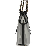 Chanel Small Coco Beach Shopping Bag Transparent Mesh and Black Calfskin Light Gold Hardware - Thumbnail View 3