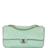 Chanel Maxi "Souplissimo" Small Flap Bag Green Beige Suede Gold Hardware - Thumbnail View 1