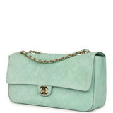 Chanel Maxi "Souplissimo" Small Flap Bag Green Beige Suede Gold Hardware - Thumbnail View 5