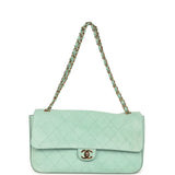 Chanel Maxi "Souplissimo" Small Flap Bag Green Beige Suede Gold Hardware - Thumbnail View 7