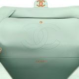 Chanel Maxi "Souplissimo" Small Flap Bag Green Beige Suede Gold Hardware - Thumbnail View 9