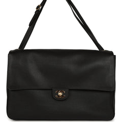 Chanel Maxi "Souplissimo" Large Flap Bag Black Grained Calfskin Gold Hardware