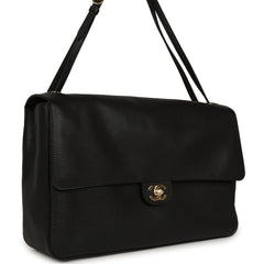 Chanel Maxi "Souplissimo" Large Flap Bag Black Grained Calfskin Gold Hardware