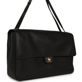 Chanel Maxi "Souplissimo" Large Flap Bag Black Grained Calfskin Gold Hardware - Thumbnail View 2