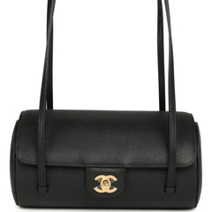 Chanel Preppy Coco Bowling Bag Black Shiny Caviar Brushed Gold Hardware