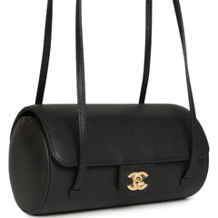 Chanel Preppy Coco Bowling Bag Black Shiny Caviar Brushed Gold Hardware