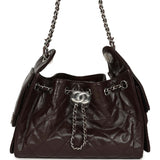 Chanel Mini 25 Hobo Bag Dark Brown Shiny Crumpled Calfskin Silver Hardware - Thumbnail View 1