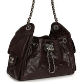 Chanel Mini 25 Hobo Bag Dark Brown Shiny Crumpled Calfskin Silver Hardware - Thumbnail View 2