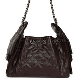Chanel Mini 25 Hobo Bag Dark Brown Shiny Crumpled Calfskin Silver Hardware - Thumbnail View 4