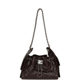 Chanel Mini 25 Hobo Bag Dark Brown Shiny Crumpled Calfskin Silver Hardware - Thumbnail View 7