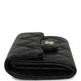 Chanel Classic Card Holder Wallet Black Shiny Caviar Light Gold Hardware - Thumbnail View 4