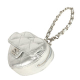 Chanel CC In Love Mini Heart Bag Charm Silver Metallic Lambskin Silver Hardware - Thumbnail View 5
