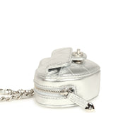 Chanel CC In Love Mini Heart Bag Charm Silver Metallic Lambskin Silver Hardware - Thumbnail View 3