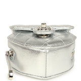 Chanel CC In Love Mini Heart Bag Charm Silver Metallic Lambskin Silver Hardware - Thumbnail View 6