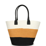 Chanel Maxi Coco Beach Small Shopping Bag White, Dark Beige, Black Raffia and Calfskin - Thumbnail View 4