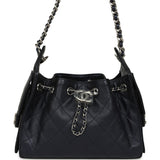 Chanel Mini 25 Hobo Bag Dark Blue Metallic Caviar Silver Hardware - Thumbnail View 1
