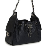 Chanel Mini 25 Hobo Bag Dark Blue Metallic Caviar Silver Hardware - Thumbnail View 2