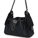 Chanel Mini 25 Hobo Bag Dark Blue Metallic Caviar Silver Hardware - Thumbnail View 5