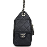 Chanel Mini 25 Hobo Bag Dark Blue Metallic Caviar Silver Hardware - Thumbnail View 3