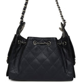 Chanel Mini 25 Hobo Bag Dark Blue Metallic Caviar Silver Hardware - Thumbnail View 4