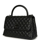 Pre-owned Chanel Medium Coco Top Handle Flap Bag So Black Shiny Caviar Black Hardware - Thumbnail View 5