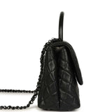 Pre-owned Chanel Medium Coco Top Handle Flap Bag So Black Shiny Caviar Black Hardware - Thumbnail View 3